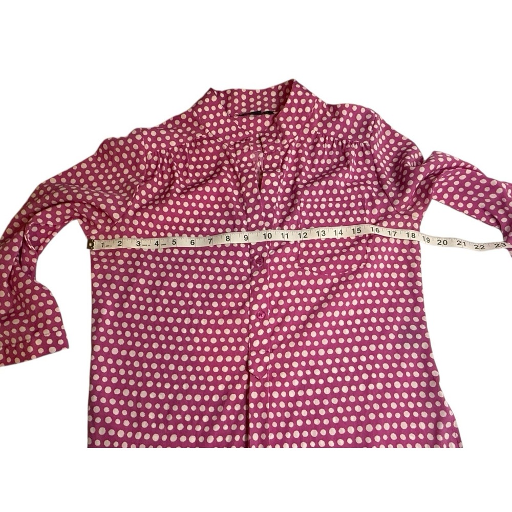 Antilia Femme Stretch Womens Top Small Pink 3/4 Sleeve Button Up Retro Chic - Picture 5 of 11